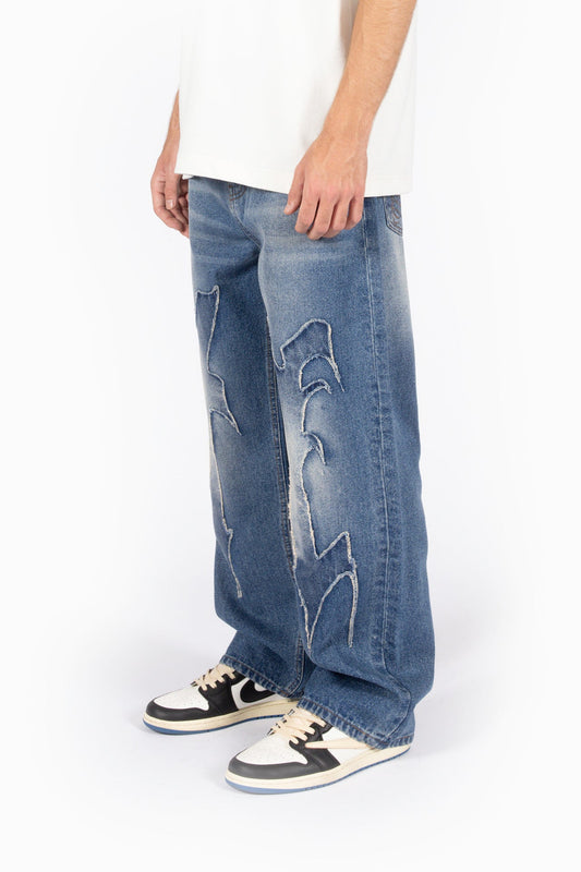 Airoo Distressed Wide-Leg Denim Jeans